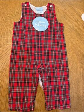 Classic Whimsy Red Plaid Kids One-Piece Romper